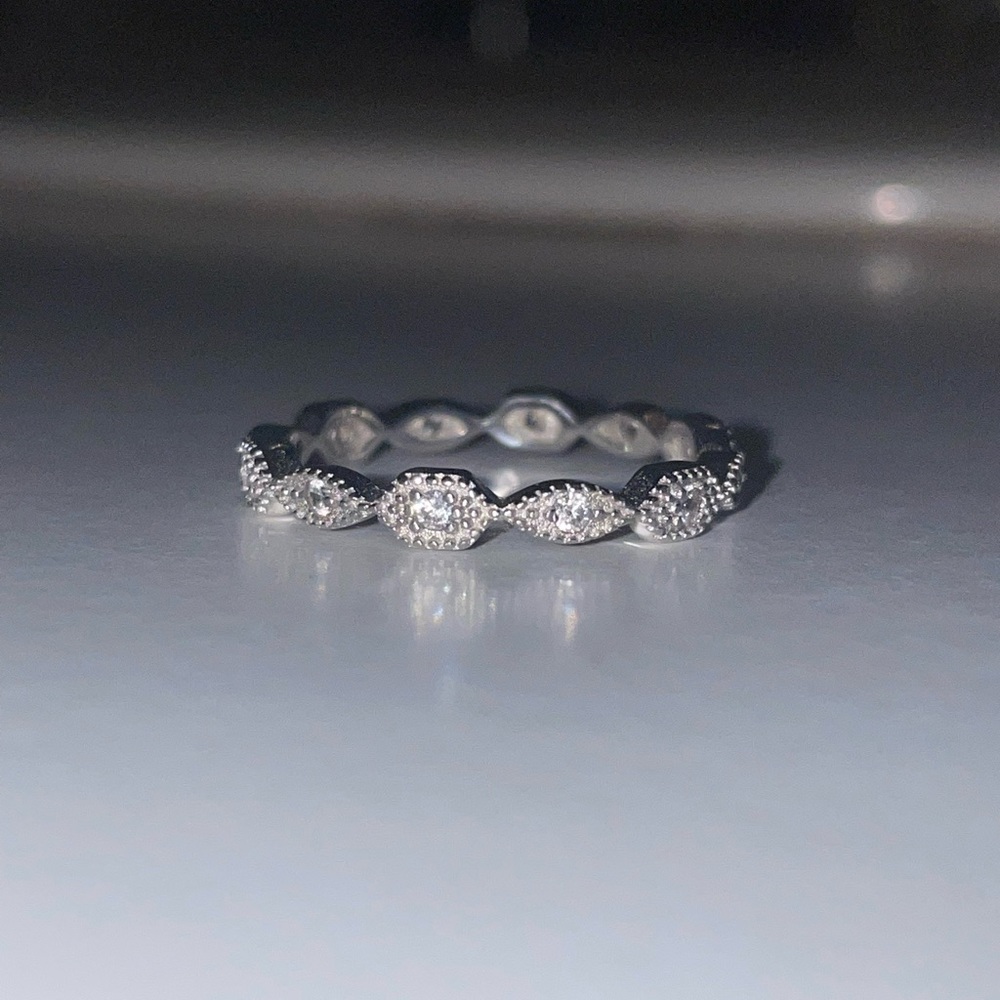 Sterling Silver Stackable Eternity Band With Czs … - image 1